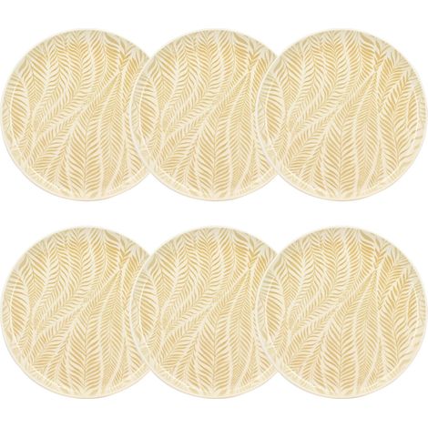 Lot de 6 assiettes plates en grès, SAVANE