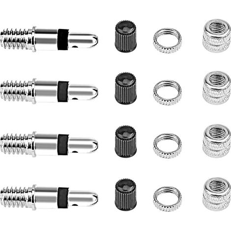 Dunlop Lot complet de 16 valves de vélo avec adaptateur de valve de vélo + écrous + bouchons de valve Noyau de valve pour pneu standard (1/5)