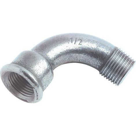 COUDE EGAL FONTE GALVANISEE GRAND RAYON 90° MALE FEMELLE N° 1 (1/2)