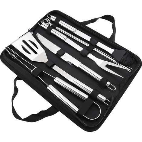 Lot de 9 pièces d'outils de barbecue en acier inoxydable, kit d'accessoires avec sac Oxford (1/5)