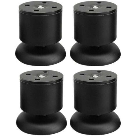 Lot de 4 Pieds Noir - 6cm de Meuble Réglable Pieds de Table en Acier Inoxydable avec Tapis en Caoutchouc et Vis (1/4)
