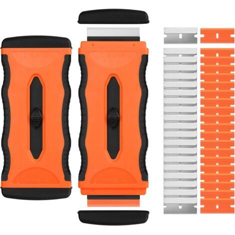 QORVA-Grattoir à vitres en céramique (lot de 2) avec 20 lames en métal et en plastique pour nettoyer le verre et les objets. (1/5)