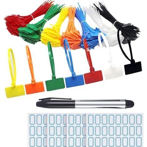 Attache Cable Colorées,250 Pièces Attaches Pour Marqueurs De Câble,Nylon Câble Zip Liens Etiquettes Serre-Câbles,Cable Mangament pour Maison,Bureau,Jardin,Garage,Atelier 150mm x 3mm (1/5)
