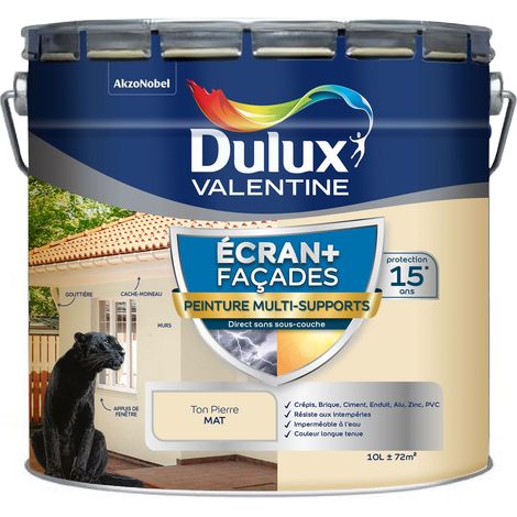 Peinture Ecran+ Multi-Supports Façade - protection 15 ans sur 15 matériaux - Mat Ton Pierre 10 L - Dulux Valentine