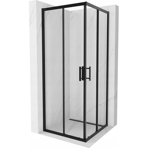 Cabine de douche carrée Silla, paroi de douche 80x80 cm en verre transparent, installation facile, design moderne, Noir
