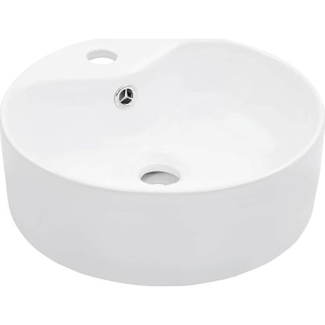 vidaXL Lavabo avec trop-plein 36x13 cm Céramique Blanc (1/5)