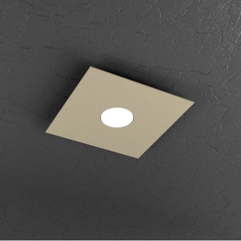 Plafoniera moderna top light plate 1129 pl1 gx53 led metallo lampada soffitto, finitura metallo sabbia