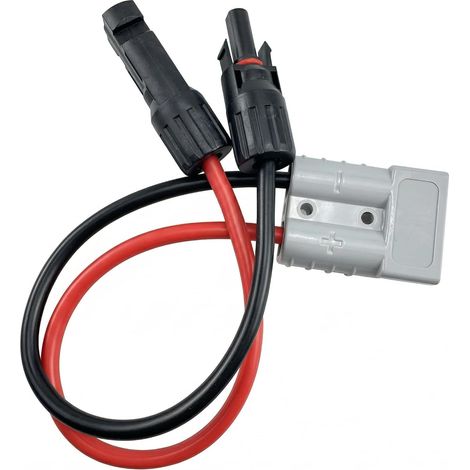 Fiche Solaire Compatible avec Anderson vers Connecteur 50A pour Generateur Solaire Calibre 10 AWG, Adaptateur Panneau Solaire 30CM, Cable Rallonge Solaire pour Batterie de Secours Camping Car (1/5)