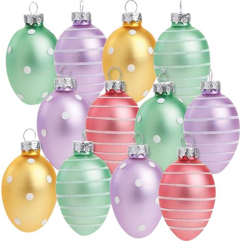Oeuf De Pâques En Verre - Décoration Pour Arbre De Printemps - Intérieur Et Extérieur - Lot De 12 (1/5)