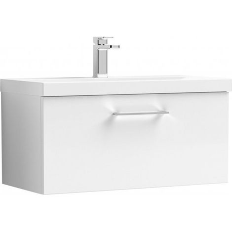 Nuie Arno Wall Hung 1-Drawer Vanity Unit with Basin-1 800mm Wide - Gloss White (1/5)