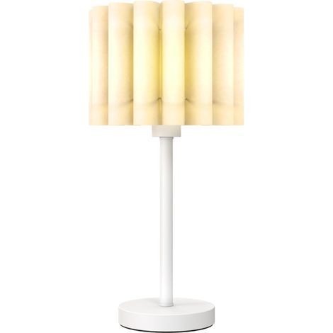 Lampe de table avec abat-jour ondulé, douille E27, interrupteur à bouton-poussoir, lampe de chevet pour salon ou salle de jeux, blanche, ampoule non incluse (1/5)