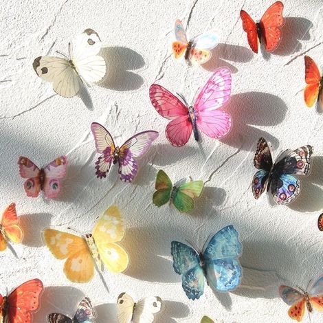24 sombras de mariposas entre flores, mariposa realista, serie de acuarelas, pegatinas de pared de mariposas 3D (1/4)