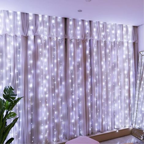 300LED Guirlande Lumineuse Blanc Froid Rideau Lumineux 3m3m 8 Modes d'Eclairage USB, Télécommande avec Minuterie pour Noël, Mariage, Anniversaire, Fenêtre, Maison [Classe énergétique G] (1/5)