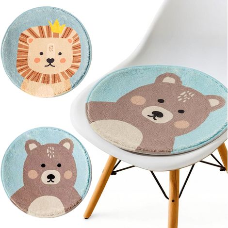 Lot de 2 coussins de chaise ronds pour enfant avec inserts antidérapants - Coussin de sol pour enfant - Coussin de siège animal - Pour l'intérieur et l'extérieur - 30 x 30 cm (standard)