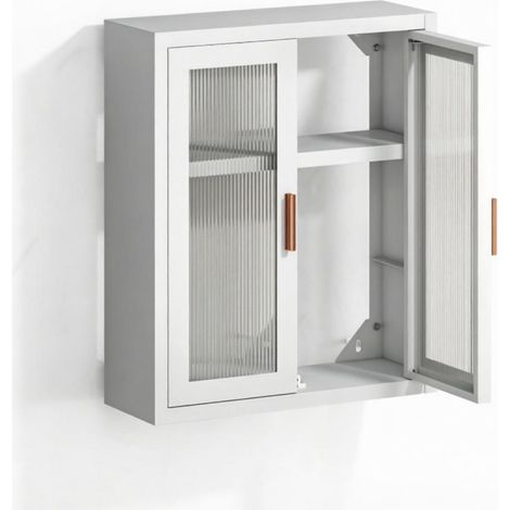 Hoher Badezimmer-Wandschrank mit 2 Türen und verstellbarem Innenboden (1/5)