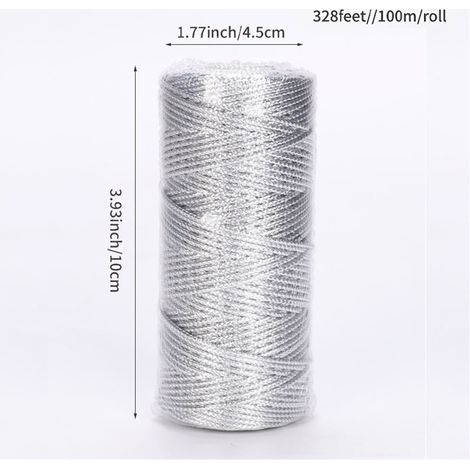 Twine Métallique - 1,5 mm - 100 M - Décoration Fêtes Noël Artisanat - 1 Rouleau (1/5)