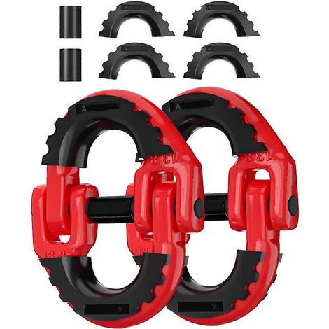 Maillon de connexion pour chaîne de sécurité, attelage de remorque à verrouillage par marteau 1/2 po, paquet de 2 connecteurs de chaîne de remorquage en acier allié G80 rouge (1/5)
