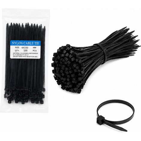 Fascette per cavi, fascette resistenti, fascette in nylon, 100 pezzi, 4x150 mm (1/5)