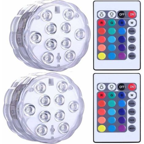 Lampes LED submersibles étanches pour jacuzzi, spa, bassin, lumières LED sous-marines avec 2 télécommandes pour bases de vase, aquariums, fêtes, Halloween et décorations de la maison (1/5)