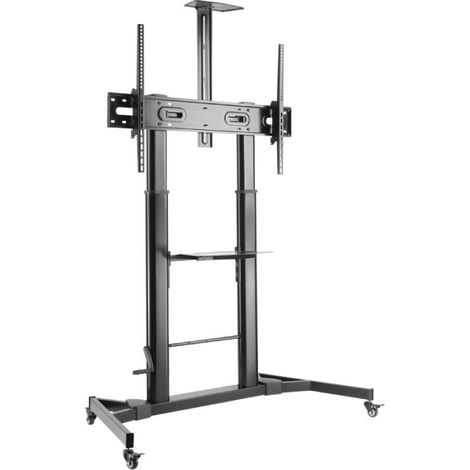 AISENS Bodenständer de ECO Floor mit Rädern und Griff, DVD-Ablage und Kameraständer de für Monitor/TV 100Kg de 60-100, Schwarz