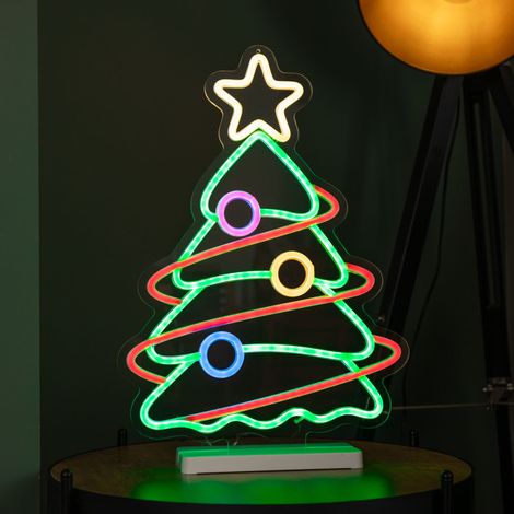 45cm Light up Neon Effect Christmas Tree with Base in Multi-Coloured (1/5)