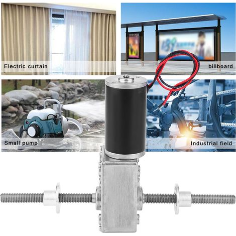 Motoréducteur à vis sans fin axe double filetage à droite coaxial M8 2480 avec bride 24V rapport réduction 670 (1/5)