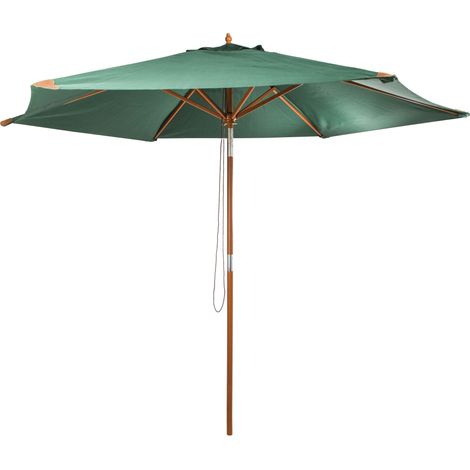 Sonnenschirm aus Holz D. 300 cm UV50+, 6 Rippen, grün (1/4)