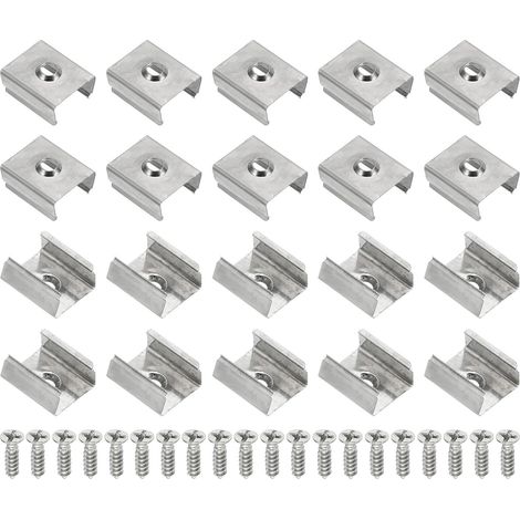 60pcs Stainless Steel LED Strip Light Clips with Screws for 13mm to 15mm LED Strip Lighting Cable (1/5)