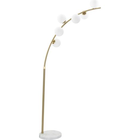 Lampadaire Arc 6 Sphères "Luci" 220cm Blanc & Or (1/5)