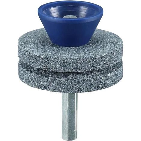 Tête d'affûtage pour perceuse électrique, affûteuse double plateau pour tondeuse à gazon, pour le meulage, l'affûtage et le polissage du métal, double plateau, couleur bleue (1/5)