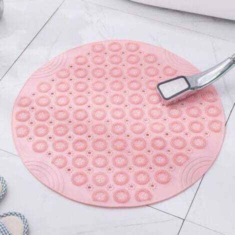 Tappetino da bagno rotondo massaggiante in PVC (rosa, 30 x 30 cm), tappetino antiscivolo per doccia, tappetino da bagno, lavabile in lavatrice, tappetino per vasca da bagno con fori di drenaggio e ven