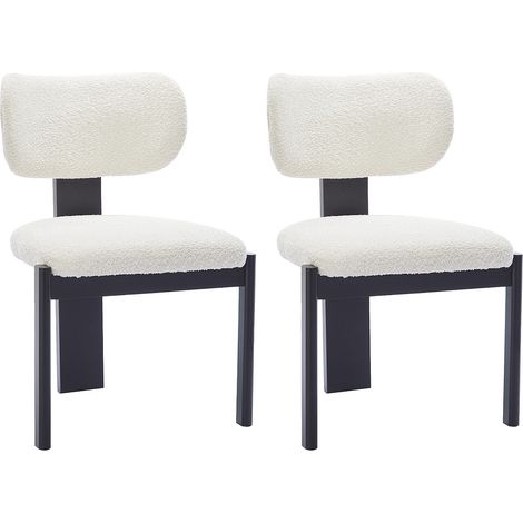 Sedia in tessuto e legno di hevea Bianco e Nero - Lotto di 2 - WILANA