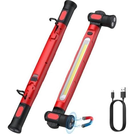 JUSTOOL Wiederaufladbare LED-Arbeitsleuchte 6000 mAh 3000 lm Inspektionsleuchte mit Magnet und Haken, schwenkbare Leuchte für Kfz-Reparaturen mit 3 Helligkeitsstufen für Werkstatthauben (1/5)