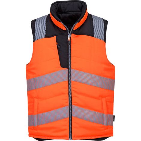 Chaleco de calor reversible de alta visibilidad de polialgodón relleno grueso PW374 XS Naranja/Negro