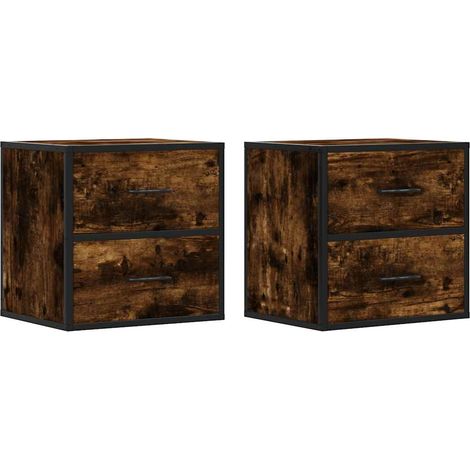 Maison Exclusive - Wand-Nachttische 2 Stk. Räuchereiche 40x31x39,
