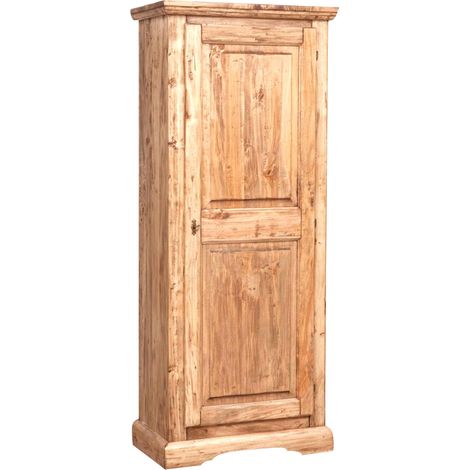 Country-style solid lime wood natural finish W72XDP40X173 cm sized cabinet. Made in Italy