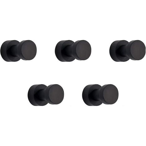 Lot de 5 crochets muraux adhésifs robustes en laiton pour salle de bain, cuisine, placard, penderie (noir) (1/5)