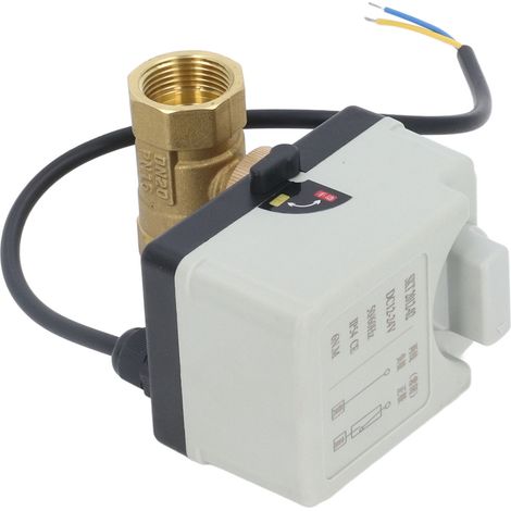 Vanne à bille motorisée normalement fermée, IP54, corps en laiton, enveloppe en ABS, 2 voies, vanne électrique à bille DC12-24V, DN20 3/4 po (1/5)