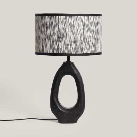 Lámpara de Mesa Madera Black Darshan ILUZZIA Blanco / Negro