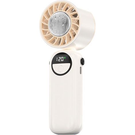 Ventilateur portable à main avec 6 vitesses, petit ventilateur rechargeable par USB, pliable, adapté bureau et à une utilisation en extérieur, blanc
