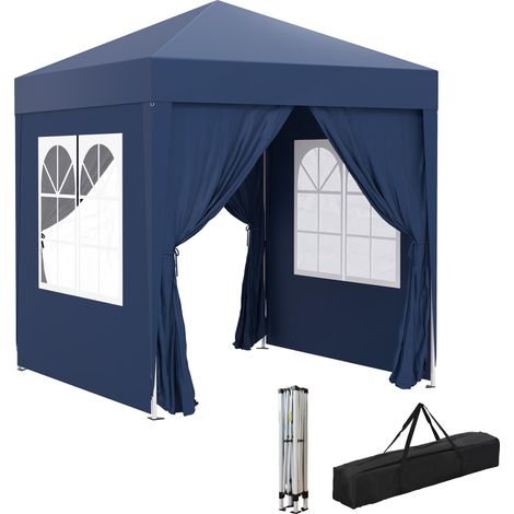 Store extérieur pliant avec hauteur réglable et protection UV, dimensions 2 x 2 m, finition bleue, design pratique et résistant, idéal pour terrasse ou balcon