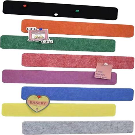 Tableau d'affichage en feutrine autocollante avec punaises, lot de 8, bandes de feutrine, tableau mémo pour photos, tableau d'affichage, décoration murale pour bureau, cuisine, noir, blanc (1/5)