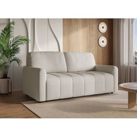 Deco In Paris – Canapé convertible express 3 places tissu beige – Système d’ouverture rapide – Matelas 12 cm pour couchage quotidien – Accoudoirs arrondis (1/5)