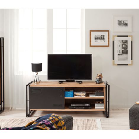 TV-Möbel Cosmo Atlantic Pine Schwarz Melamin 130x50x45 cm