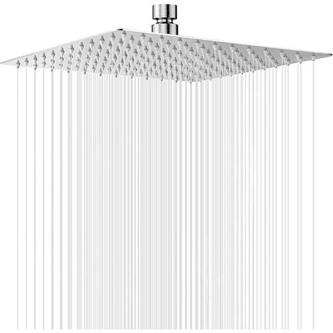 Shower Head 30 cm Square, High Pressure Shower, 12 Inch Ultra Thin Shower Head, Stainless Steel Square Shower Head, Anti-Limescale Jets, Water Saving, Easy Installation Rain Shower (1/5)