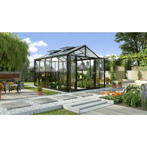 Serre de jardin en polycarbonate 10 ou 16 mm - Zeus Confort, Long 6.14 m, Couleur Noir, Polycarbonate 16 mm (1/5)