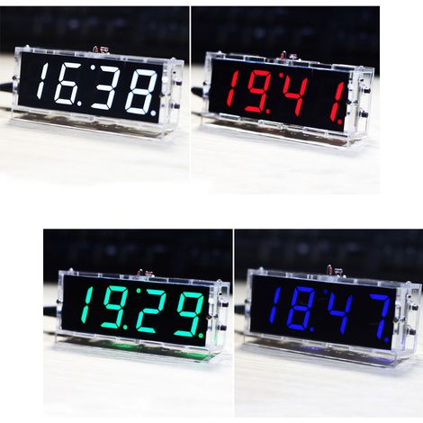 Elektronisches Uhren-Bastelset – Vereinfachte Version, lichtgesteuerte Digitaluhr, transparentes Gehäuse, Batterie nicht enthalten, Lieferung in Blau