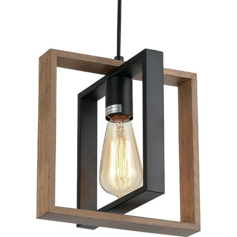 Lustre rétro pour salon, idéal pour une chambre d'hôtel. Lampe américaine à une tête en bois massif (sans ampoule). (1/5)