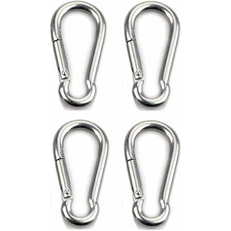 Mousqueton à fixation 4 pièces pour usage intensif, sports, chiens de verrouillage, hamac à balançoire, acier inoxydable 304, épaisseur 8 mm (1/4)