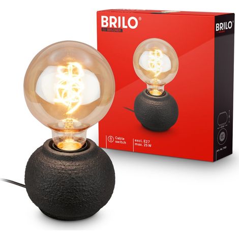 Briloner Lampe de table pied en céramique Ø10 x 8 cm douille E27 max. 25 W interrupteur sur le cordon noir - Lampe de chevet pour salon chambre couloir (1/5)